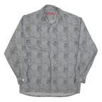 SIGNUM Mens Grey Printed Cotton Blend Shirt S Casual Button Up