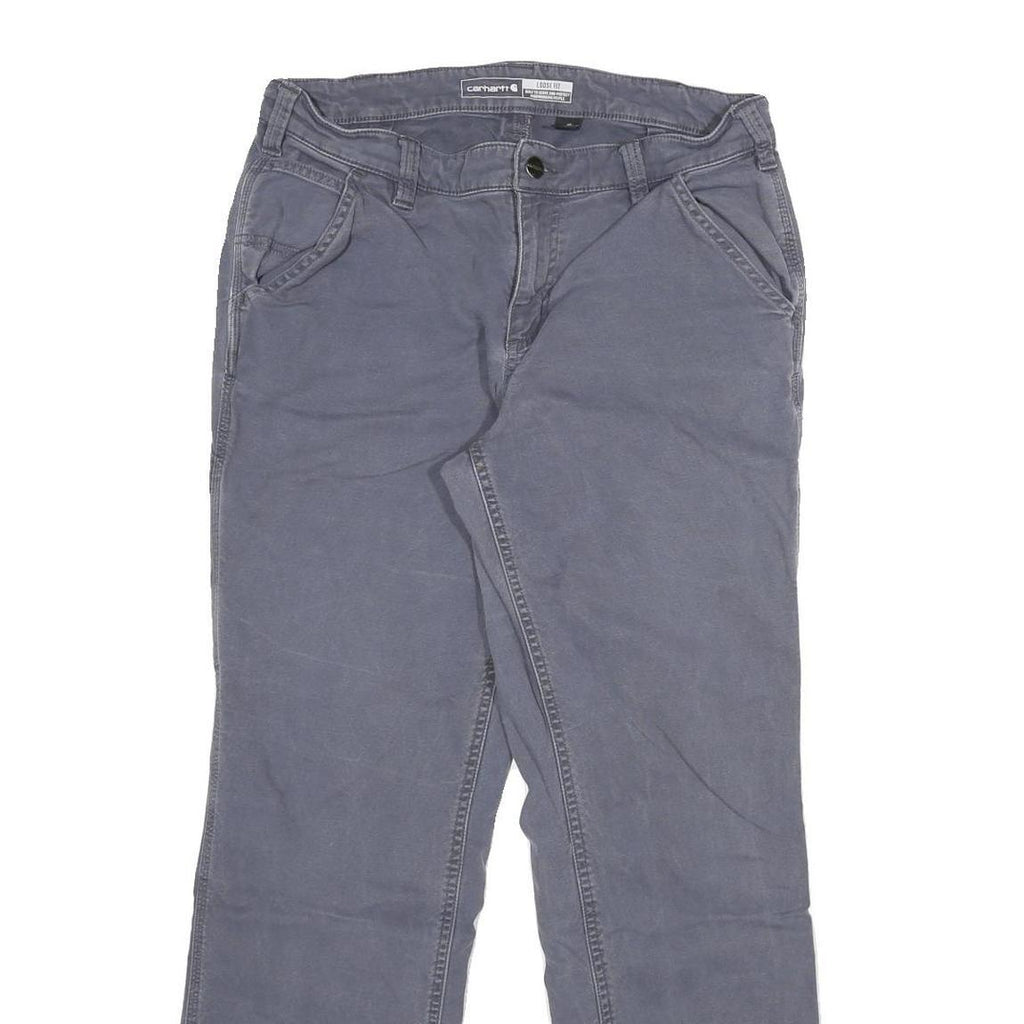 CARHARTT Womens Cotton Blend Blue Loose Straight Trousers W31 L28 Workwear