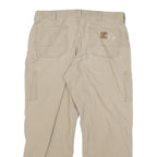 CARHARTT Mens Cotton Blend Beige Relaxed Straight Trousers W36 L30 Workwear