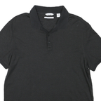 CALVIN KLEIN Mens Black Striped Short Sleeve Polo Shirt M Cotton Casual