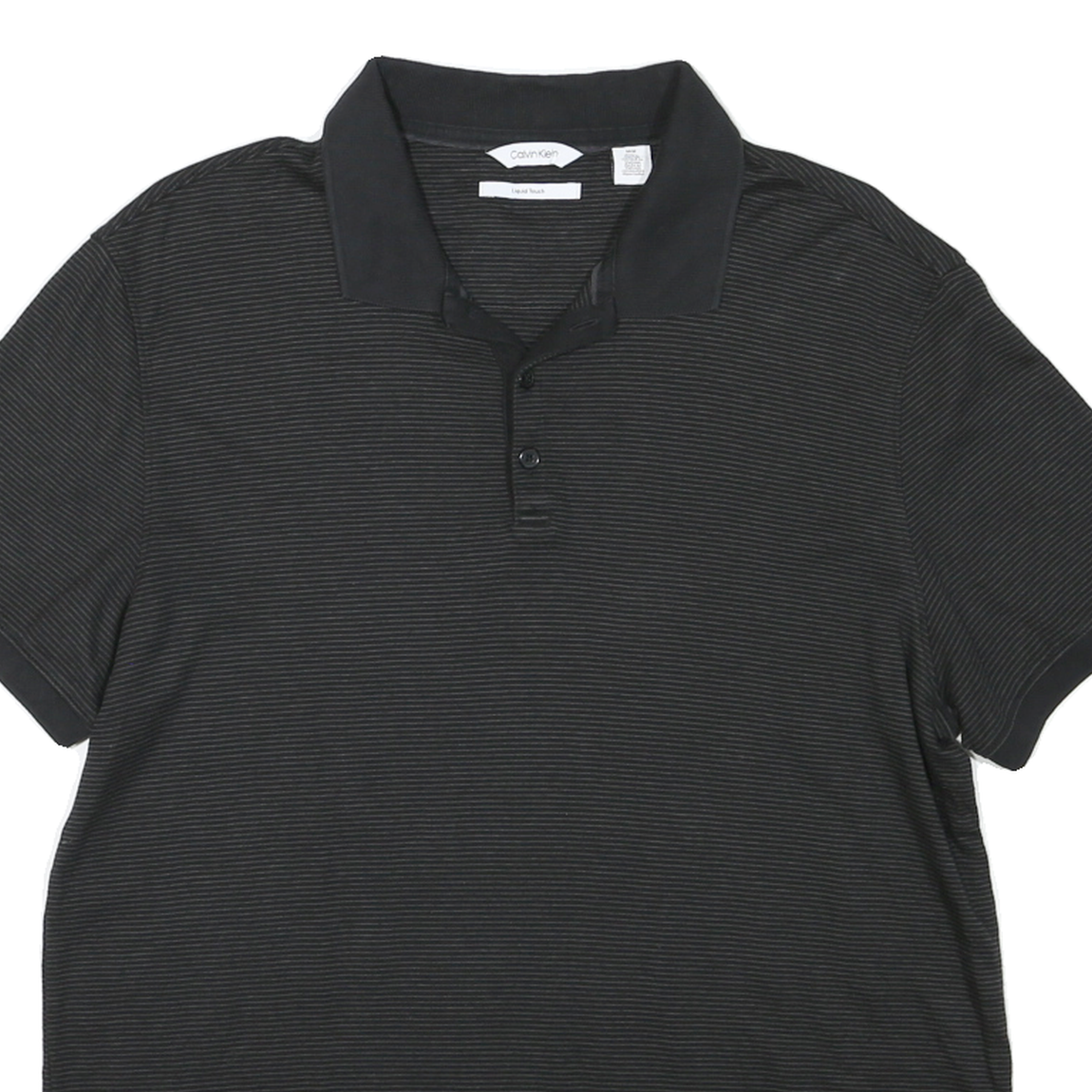 CALVIN KLEIN Mens Black Striped Short Sleeve Polo Shirt M Cotton Casual