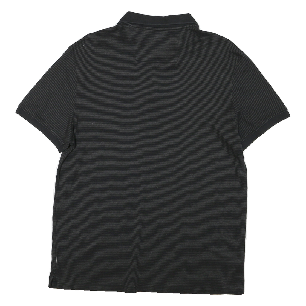 CALVIN KLEIN Mens Black Striped Short Sleeve Polo Shirt M Cotton Casual