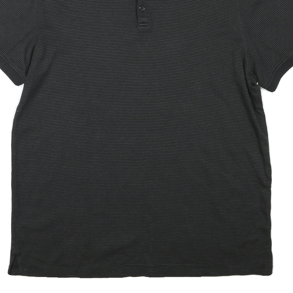 CALVIN KLEIN Mens Black Striped Short Sleeve Polo Shirt M Cotton Casual