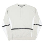 MENNACE Mens Beige & White Sweatshirt Crew Neck M Logo Tape Detail Cotton Blend