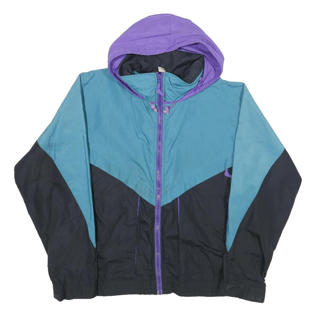 SIERRA DESIGNS Mens Blue & Purple Outdoor Jacket S Nylon Colourblock Zip Hooded