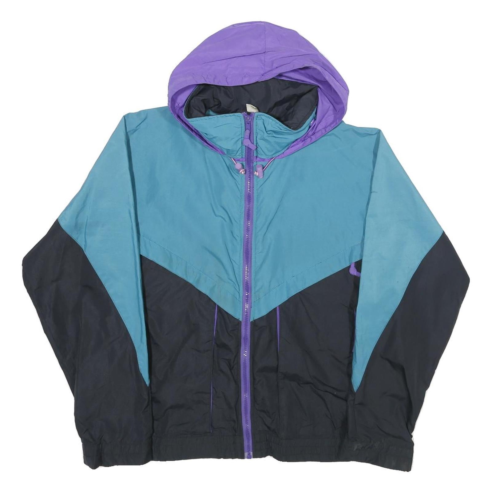 SIERRA DESIGNS Mens Blue & Purple Outdoor Jacket S Nylon Colourblock Zip Hooded