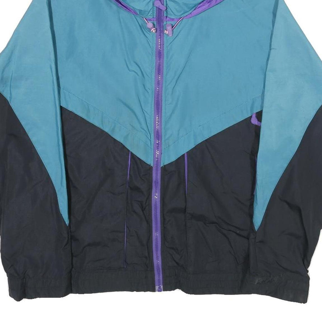 SIERRA DESIGNS Mens Blue & Purple Outdoor Jacket S Nylon Colourblock Zip Hooded