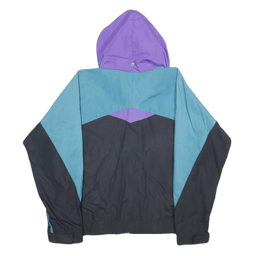 SIERRA DESIGNS Mens Blue & Purple Outdoor Jacket S Nylon Colourblock Zip Hooded