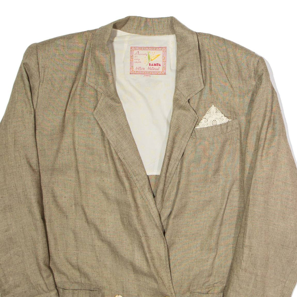 SAMPA Womens Blazer Jacket Brown Viscose 90s UK 10
