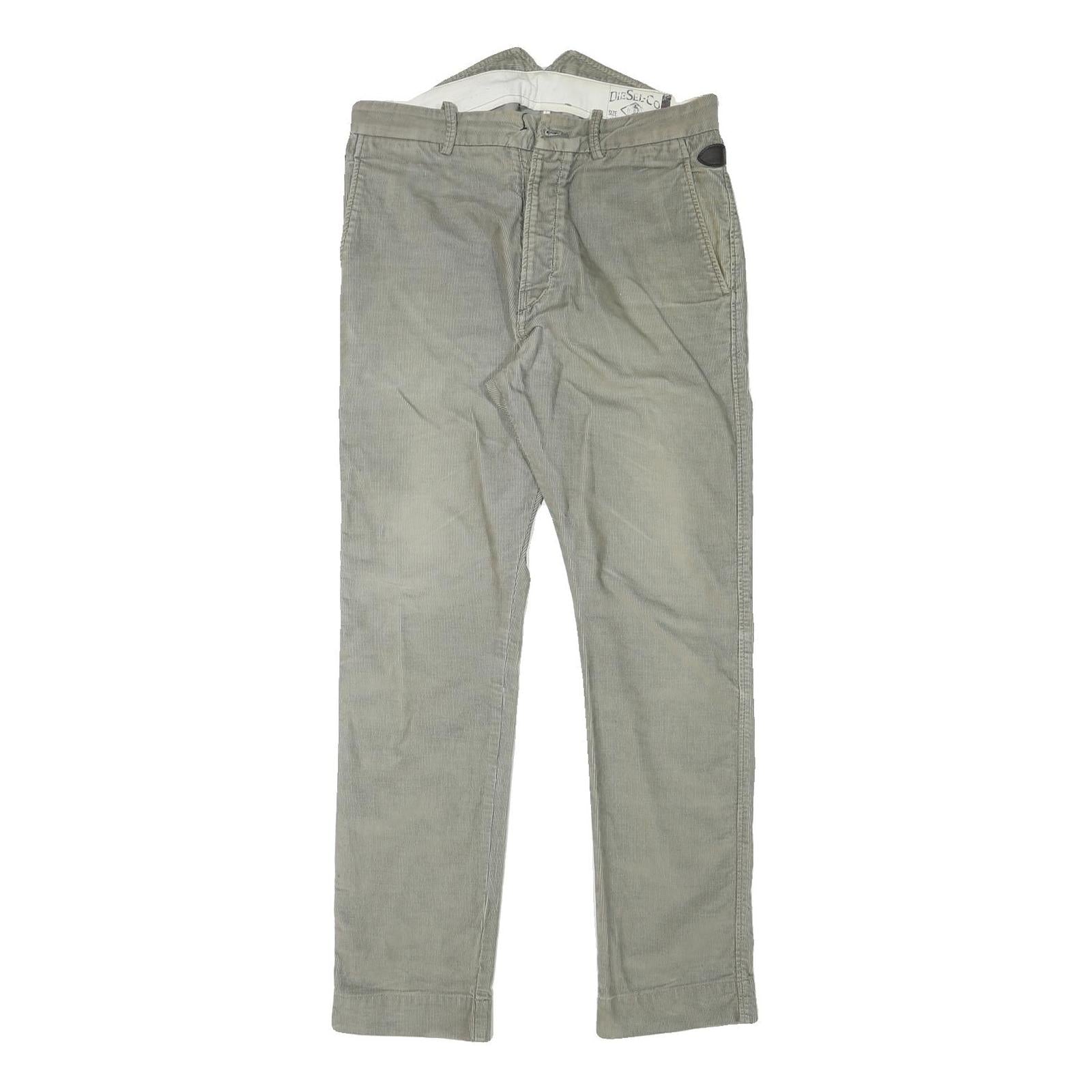 DIESEL Mens Slim Cotton Blend Green Zip Trousers W32 L31 Stylish Casual Fit