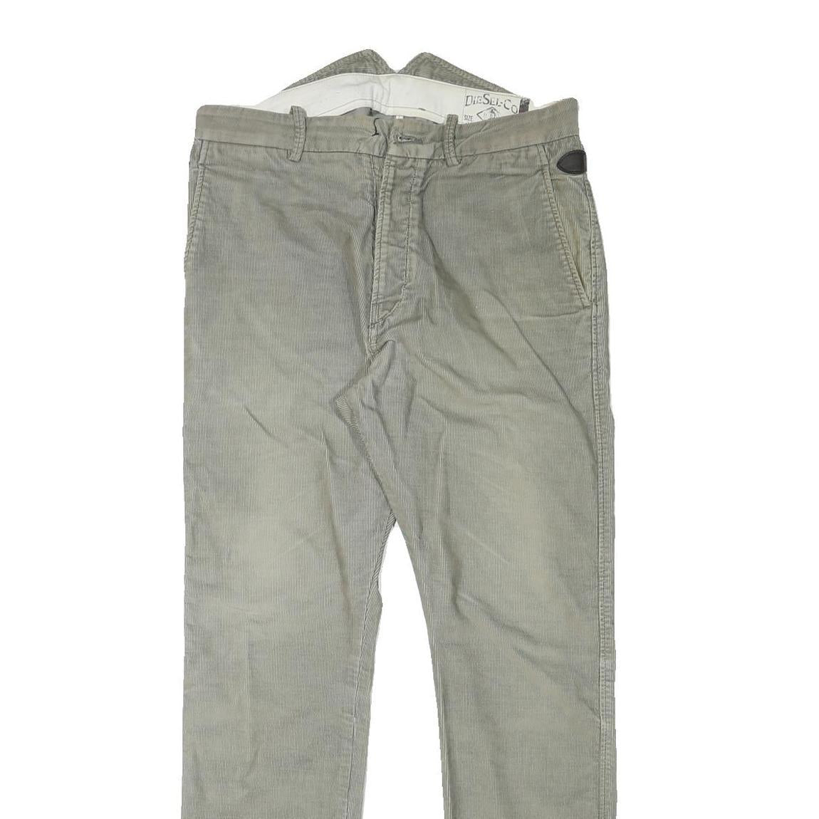 DIESEL Mens Slim Cotton Blend Green Zip Trousers W32 L31 Stylish Casual Fit