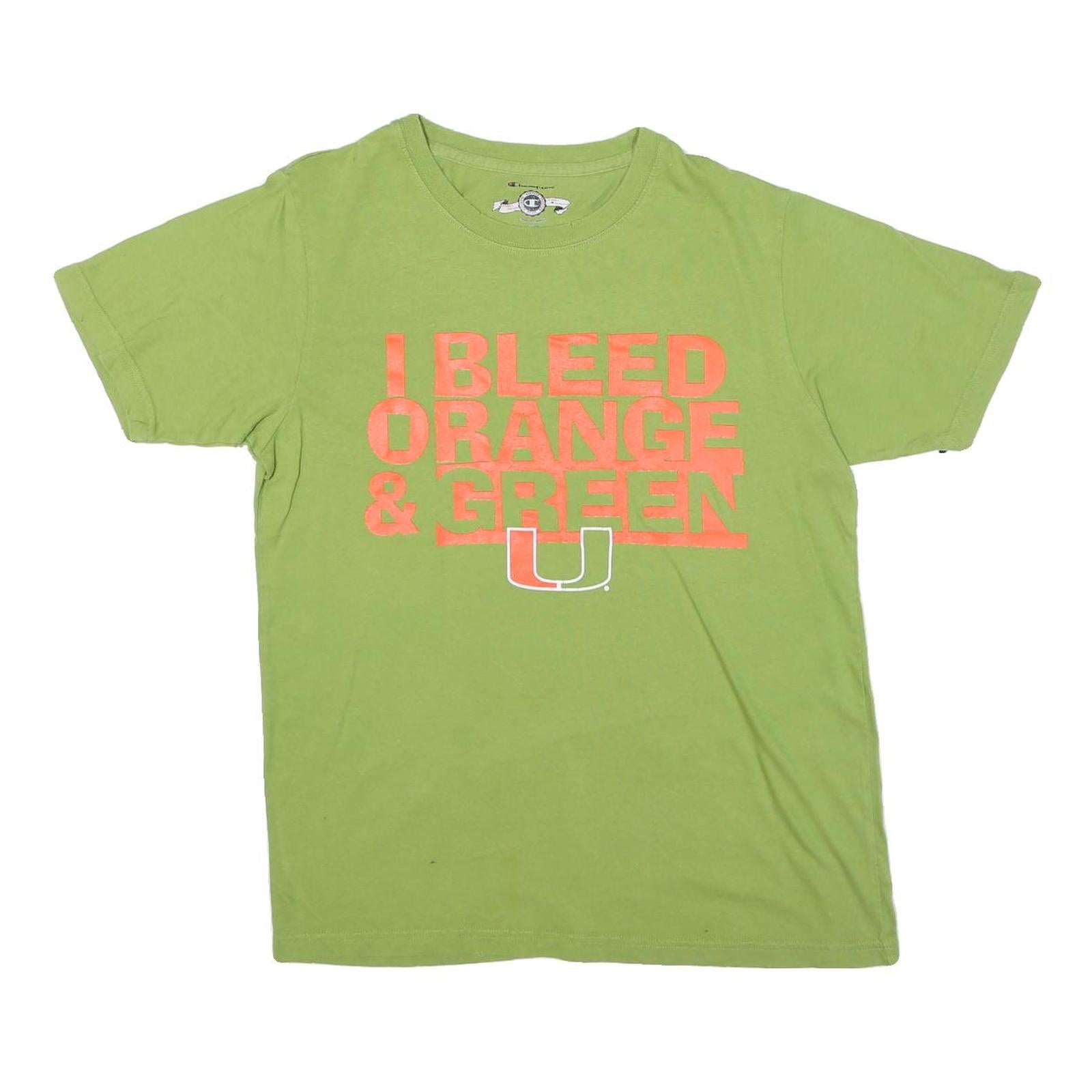 CHAMPION Womens Green I Bleed Orange & Green Graphic T-Shirt XL Short Sleeve