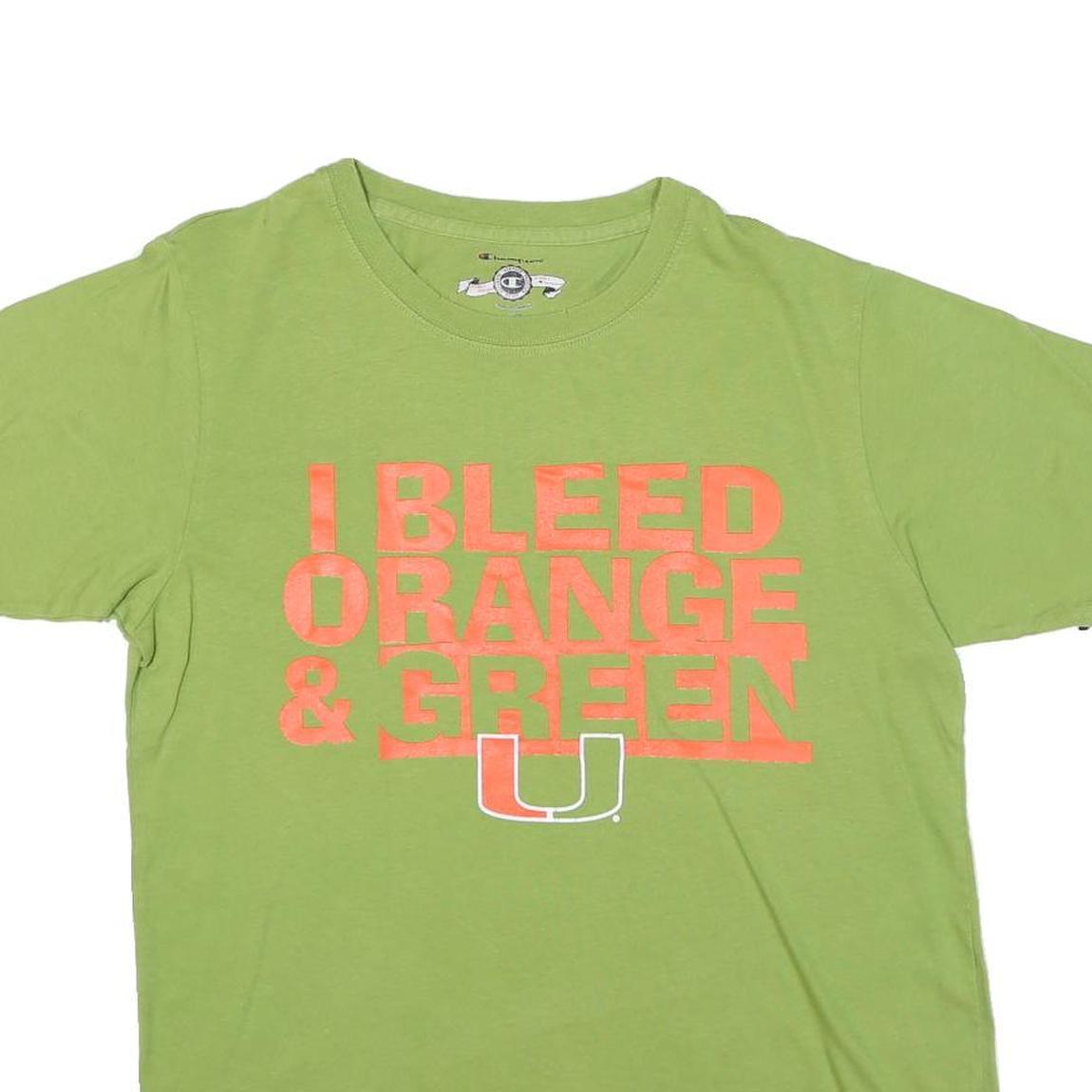 CHAMPION Womens Green I Bleed Orange & Green Graphic T-Shirt XL Short Sleeve