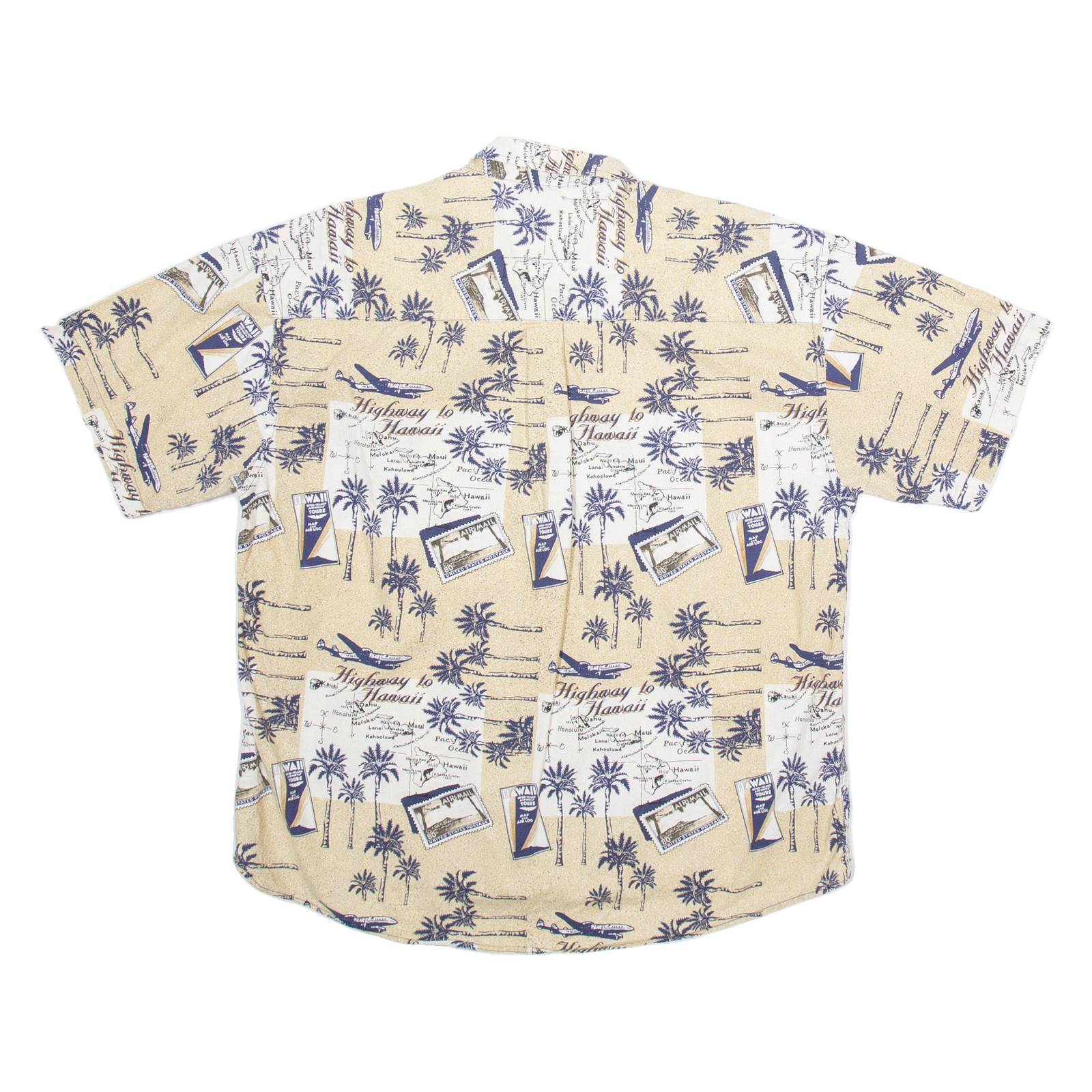 NATURAL ISSUE Mens Hawaiian Shirt Beige Crazy Pattern 2XL