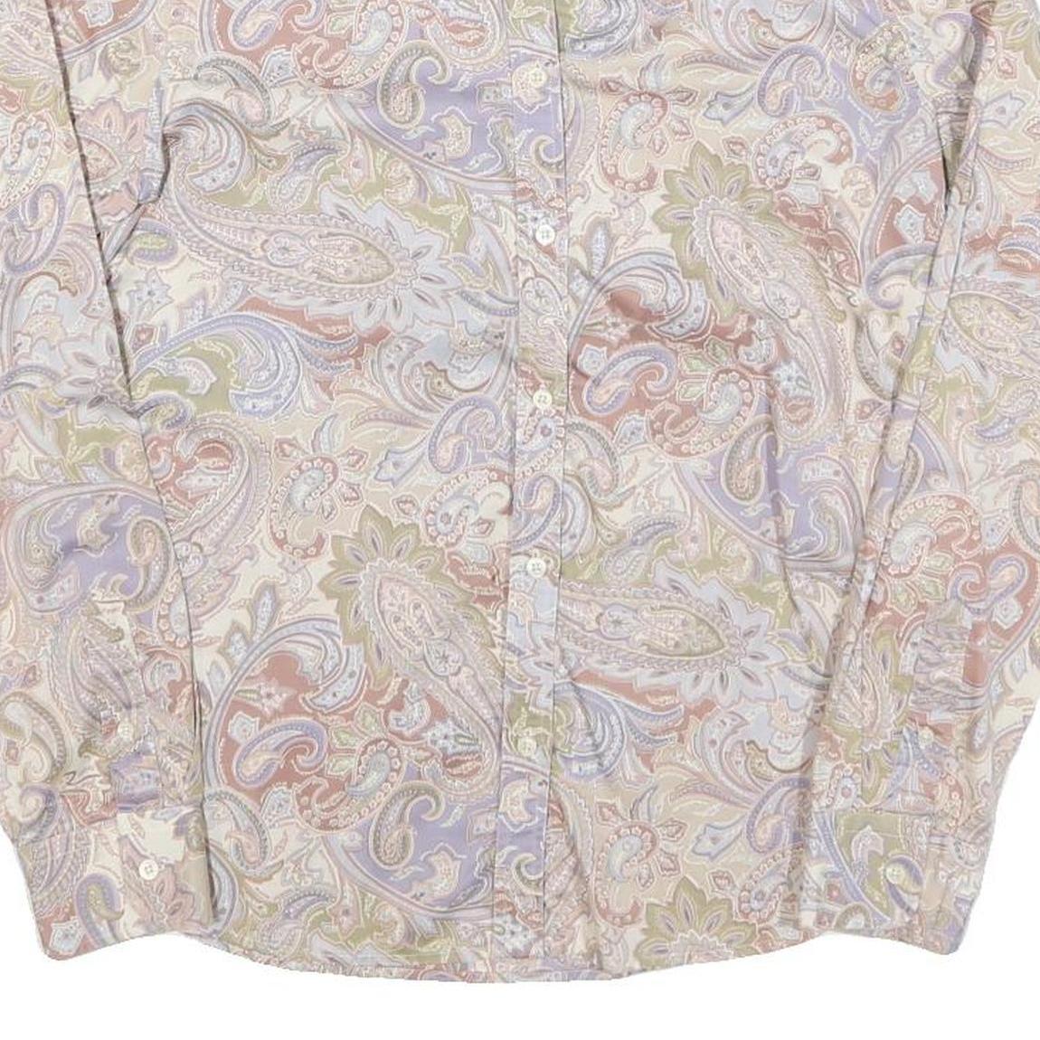 LAUREN RALPH LAUREN Womens Cream & Pastel Paisley Shirt M Cotton Blend Long