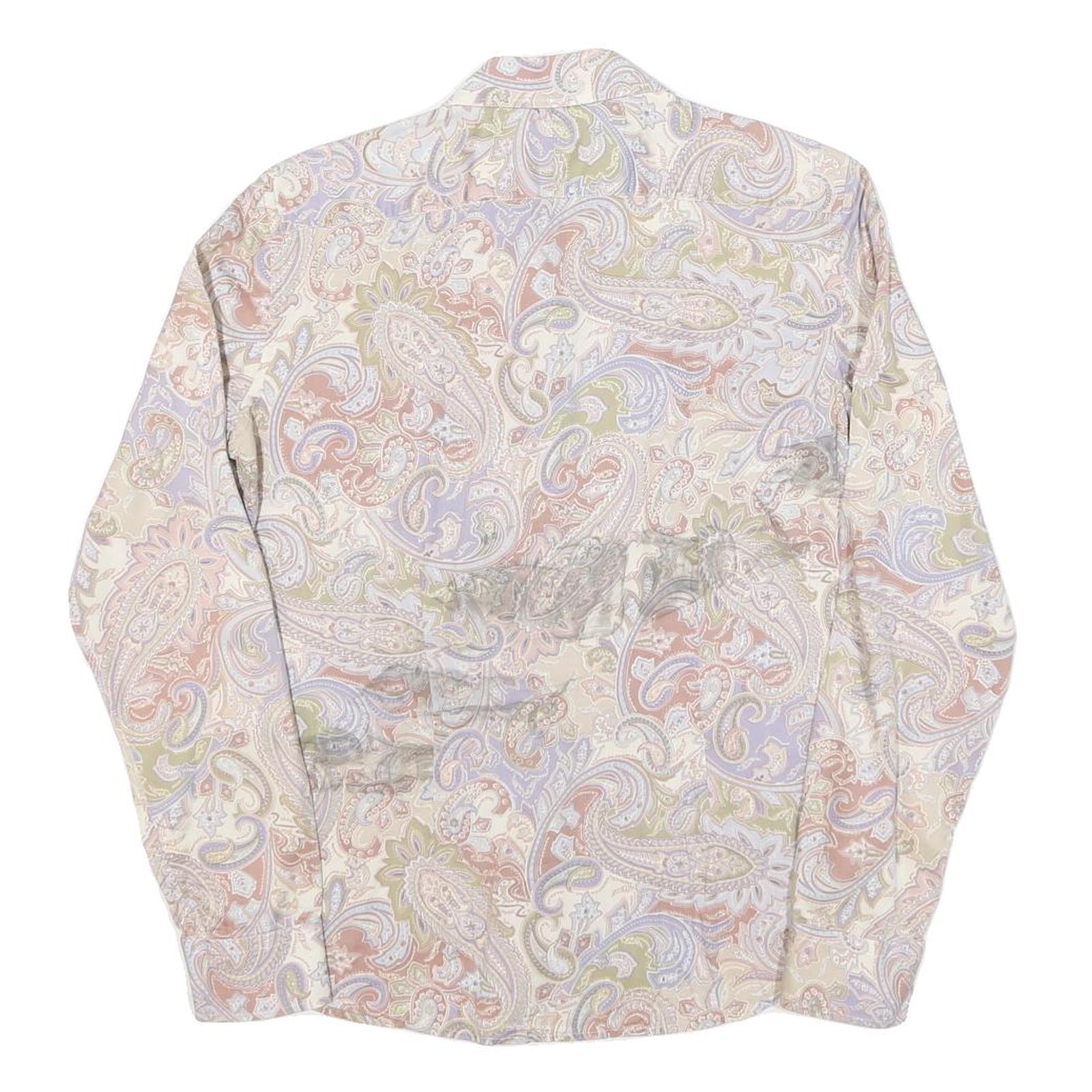 LAUREN RALPH LAUREN Womens Cream & Pastel Paisley Shirt M Cotton Blend Long