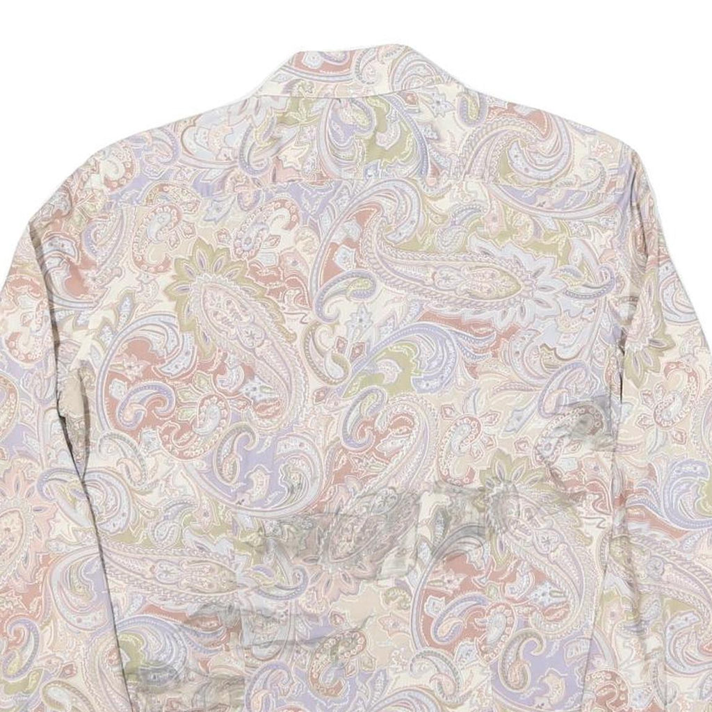 LAUREN RALPH LAUREN Womens Cream & Pastel Paisley Shirt M Cotton Blend Long