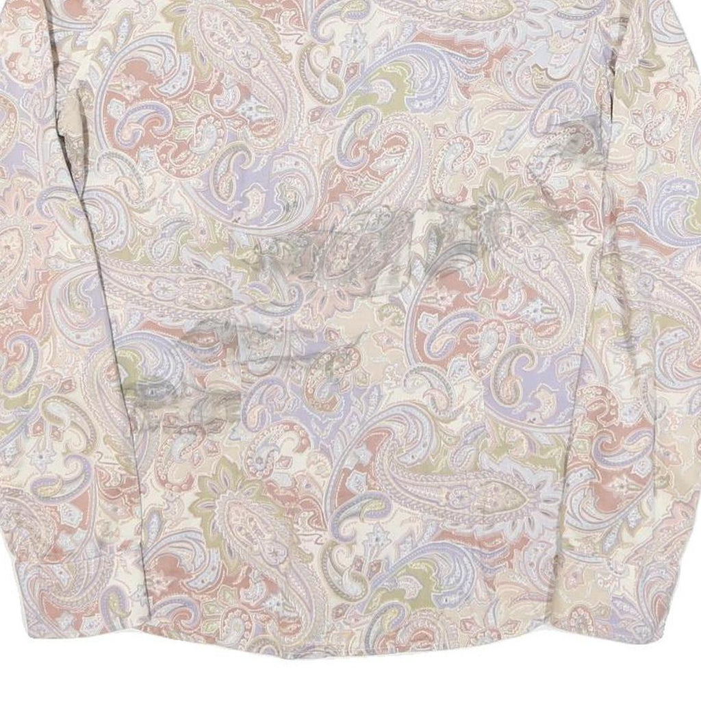 LAUREN RALPH LAUREN Womens Cream & Pastel Paisley Shirt M Cotton Blend Long