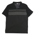 CALVIN KLEIN Mens Black & Grey Striped Short Sleeve Polo Shirt L Cotton Casual