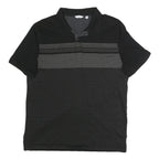 CALVIN KLEIN Mens Black & Grey Striped Short Sleeve Polo Shirt L Cotton Casual