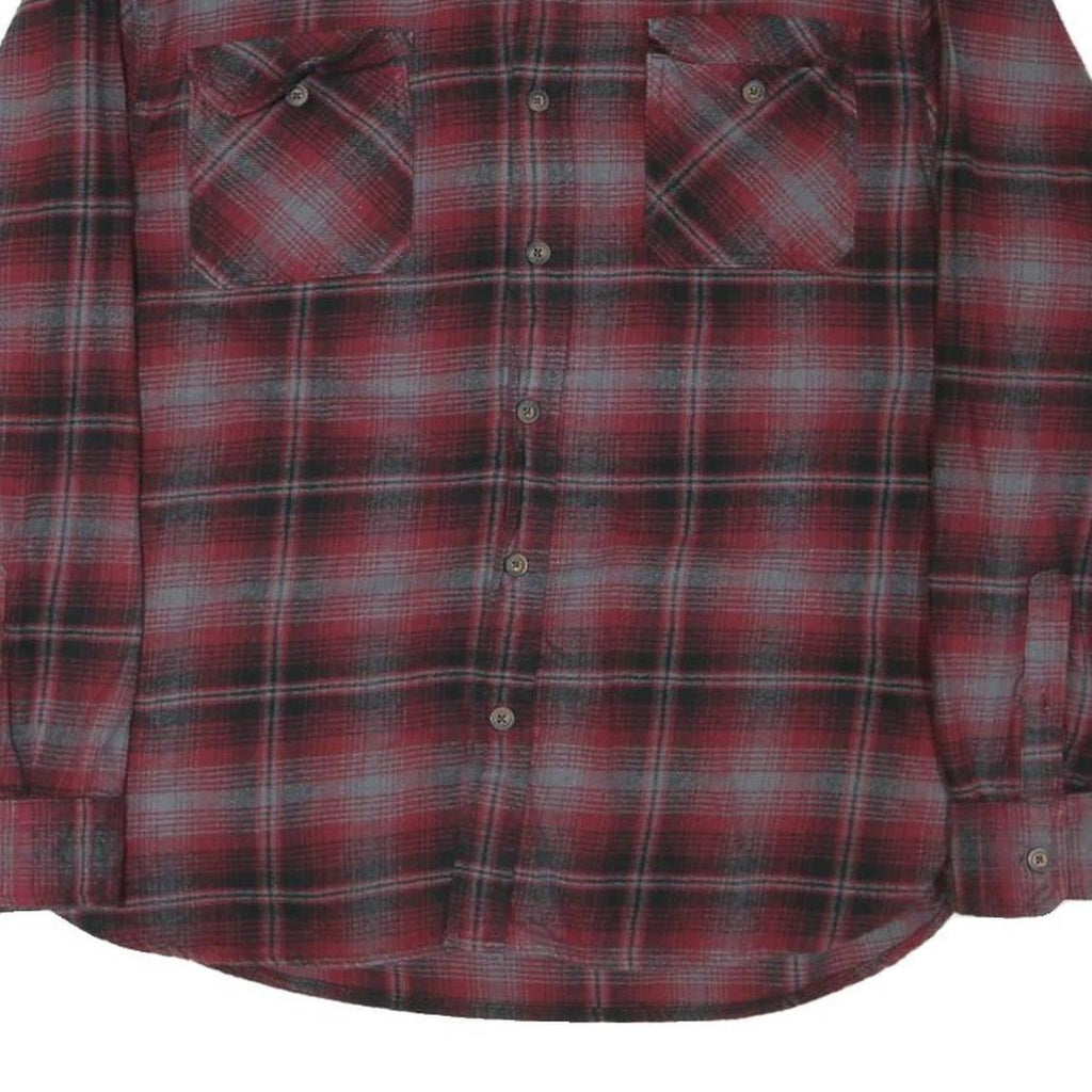 JACHS Mens Red & Grey Check Shirt XL Cotton Blend Casual Long Sleeve Button
