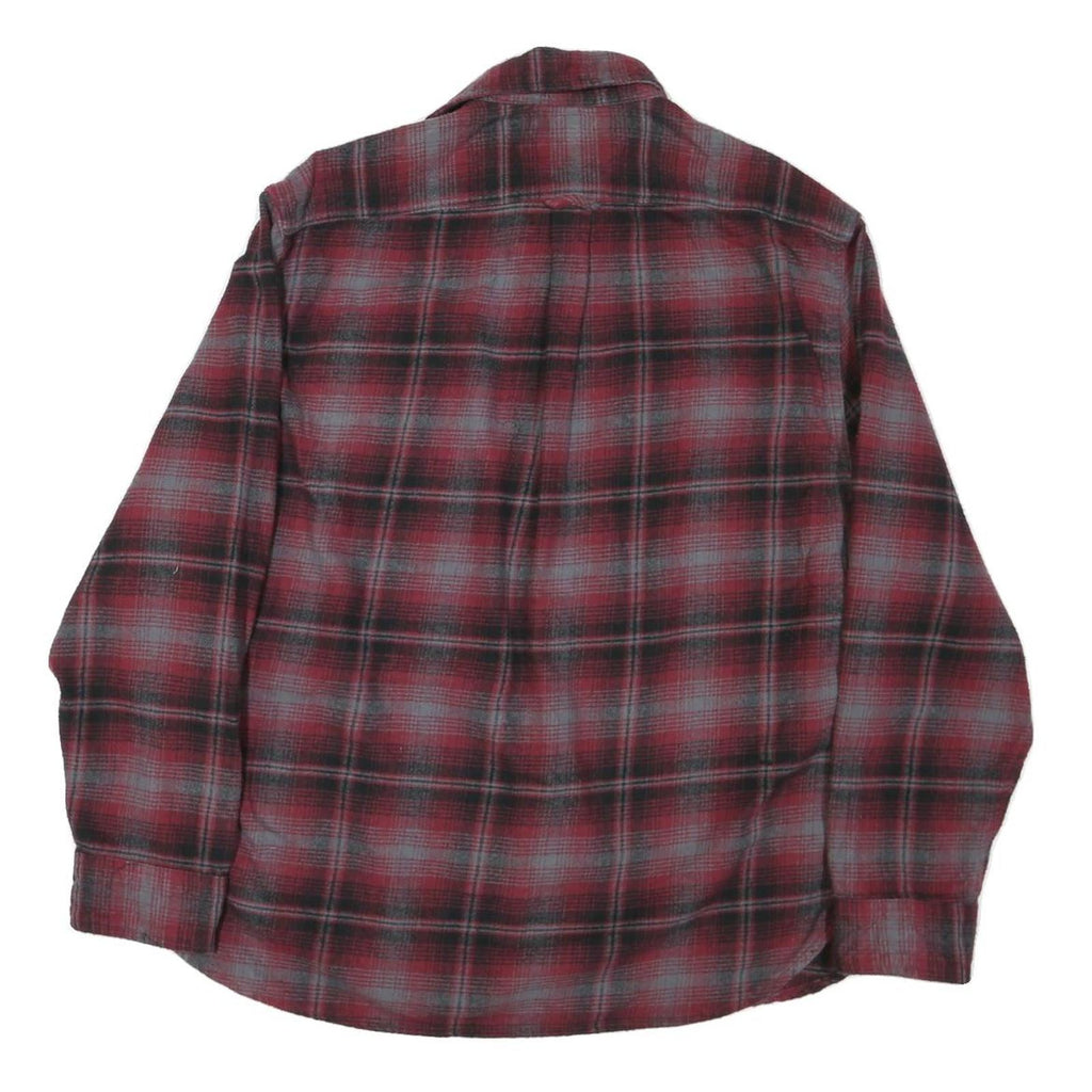 JACHS Mens Red & Grey Check Shirt XL Cotton Blend Casual Long Sleeve Button