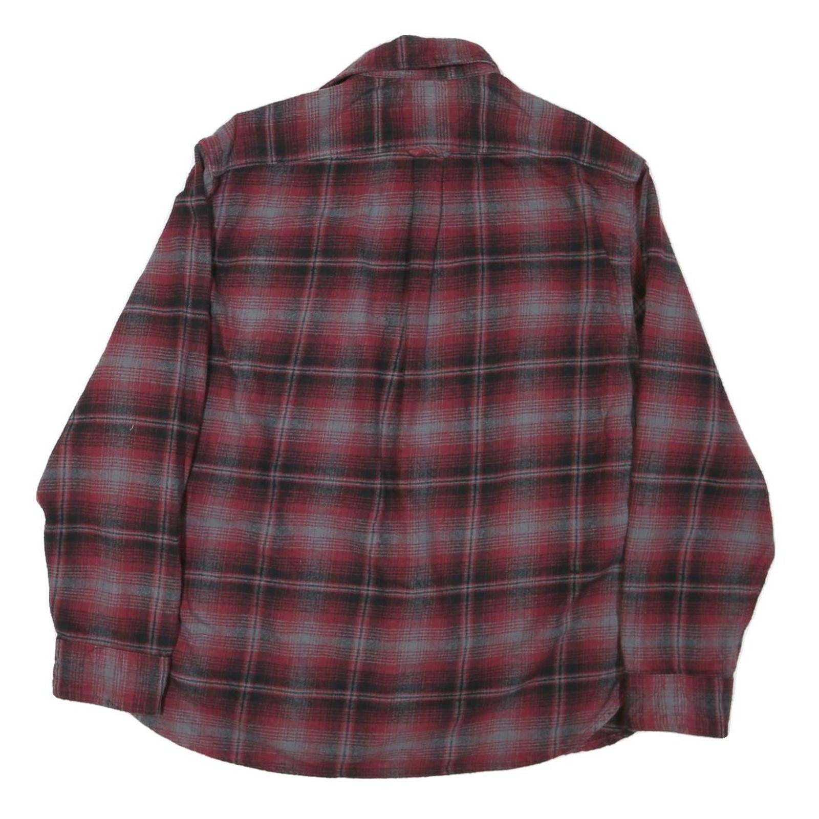 JACHS Mens Red & Grey Check Shirt XL Cotton Blend Casual Long Sleeve Button