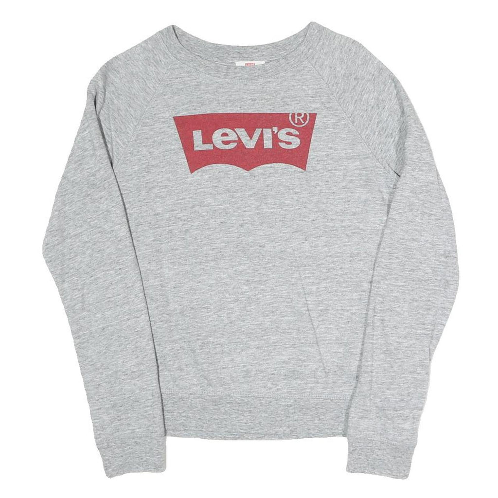 LEVI'S Womens Grey Sweatshirt Crew Neck S Cotton Blend Pullover Logo Print