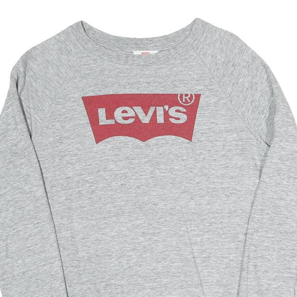 LEVI'S Womens Grey Sweatshirt Crew Neck S Cotton Blend Pullover Logo Print
