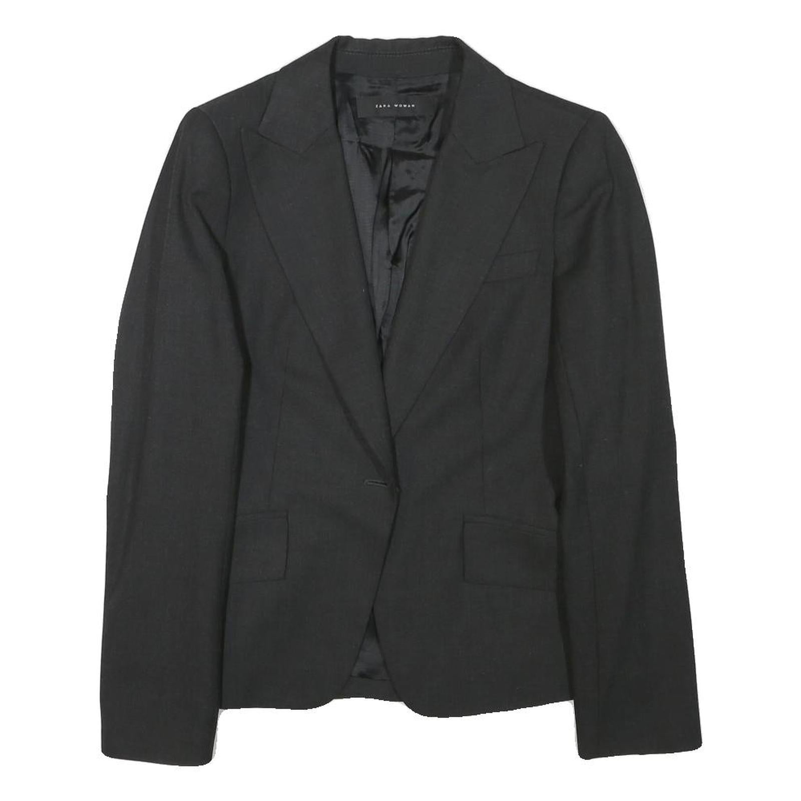 ZARA WOMAN Womens Black Tailored Jacket S Polyester Blend Formal Workwear