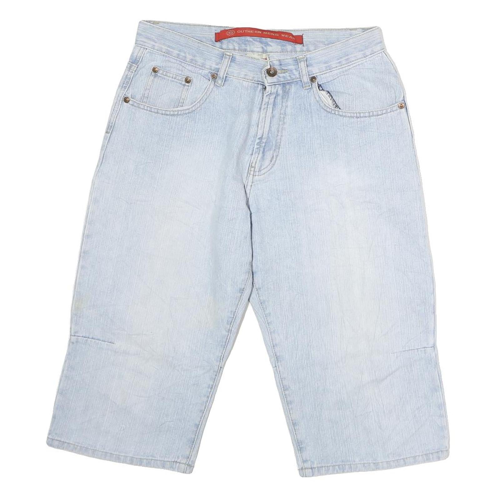 SOUTHERN Mens Cotton Blue Casual Shorts L W32 Relaxed Fit Comfortable Design
