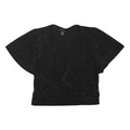 NEW LOOK Womens Black Sparkle Crop Top Short Sleeve V-Neck UK 12 Evening