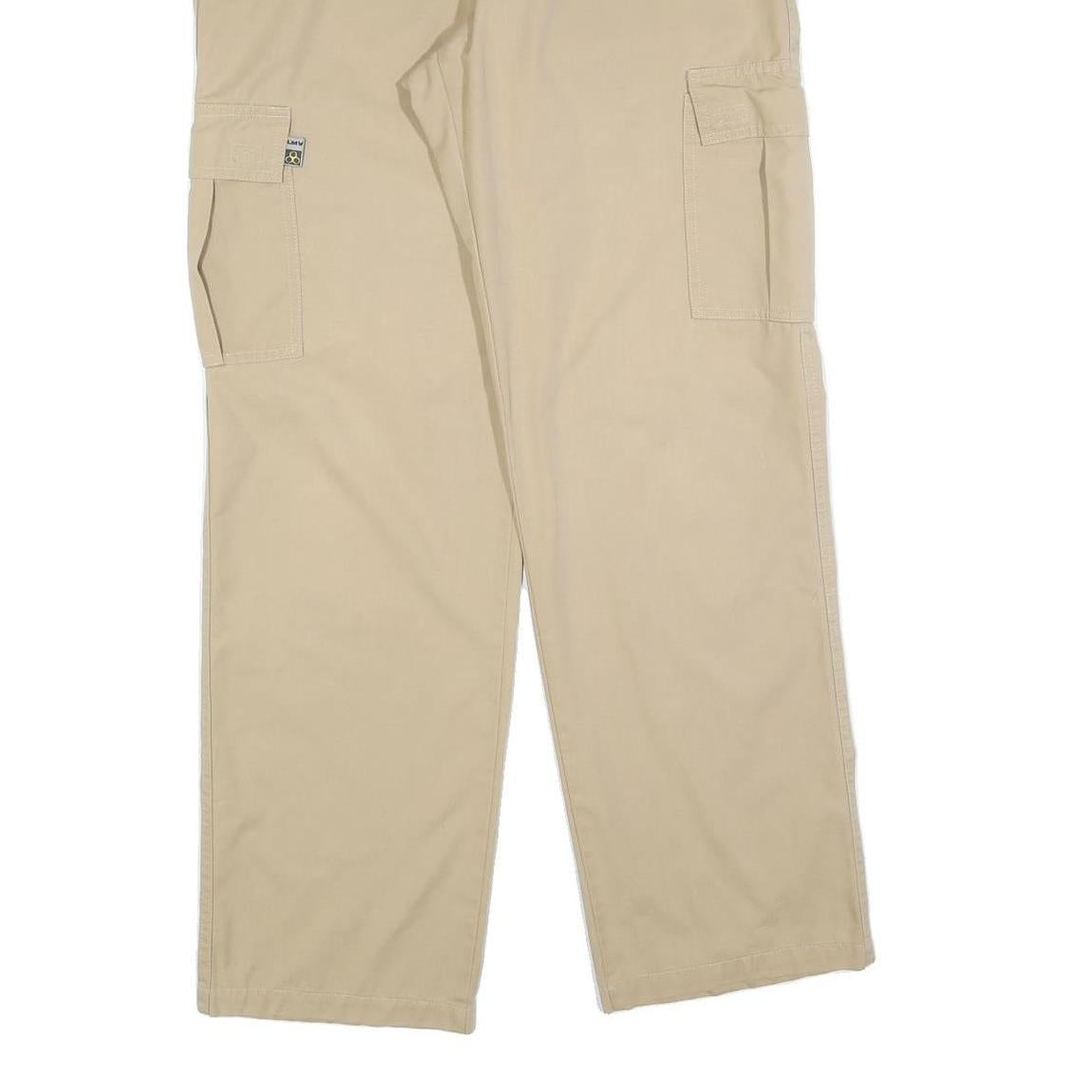 LMV Mens Regular Beige Cotton Blend Cargo Trousers W34 L32 Zip Closure