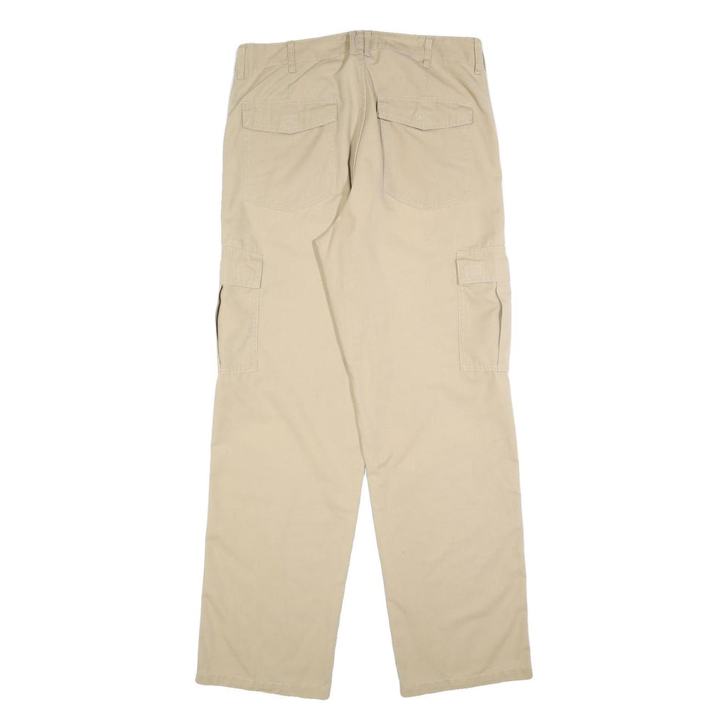 LMV Mens Regular Beige Cotton Blend Cargo Trousers W34 L32 Zip Closure