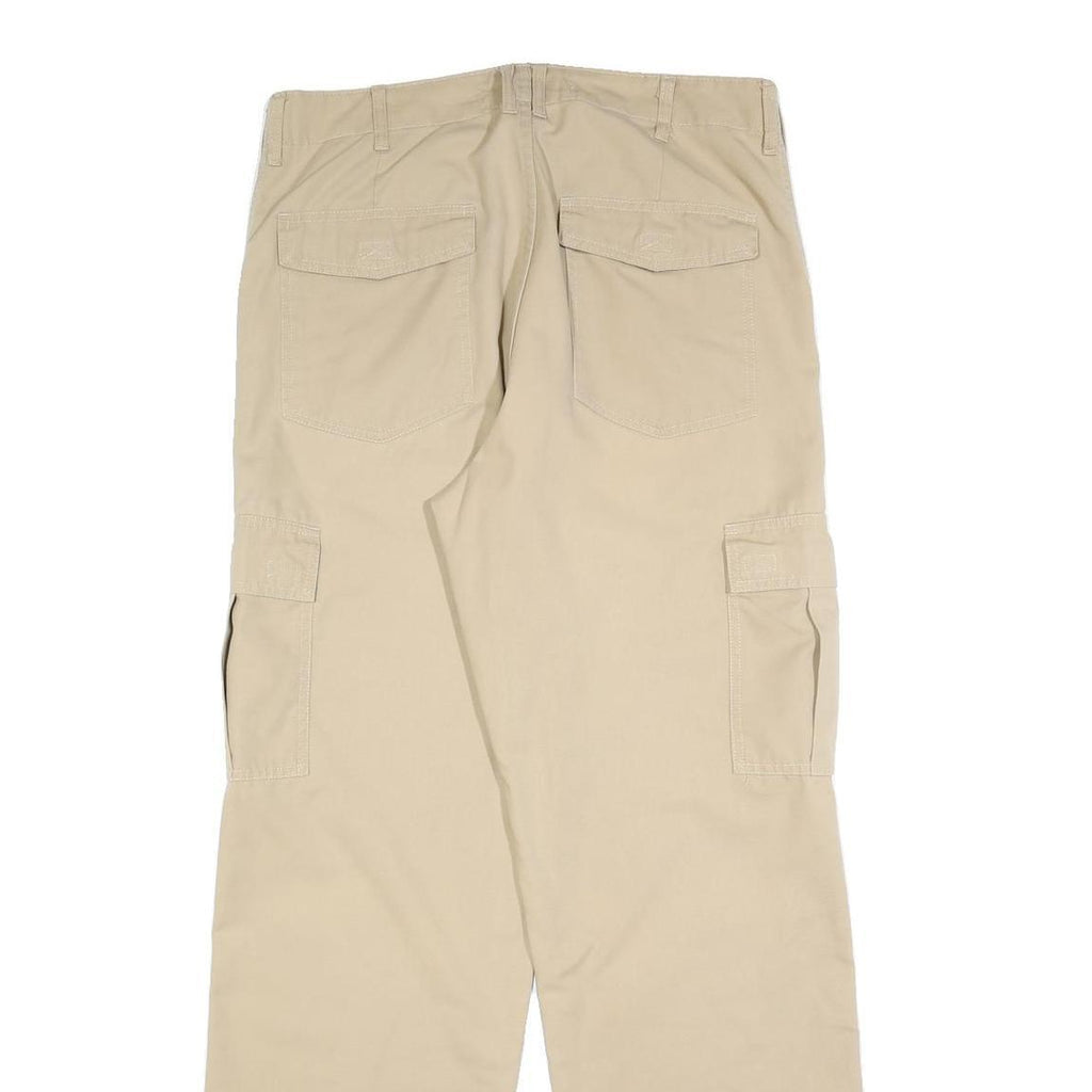 LMV Mens Regular Beige Cotton Blend Cargo Trousers W34 L32 Zip Closure