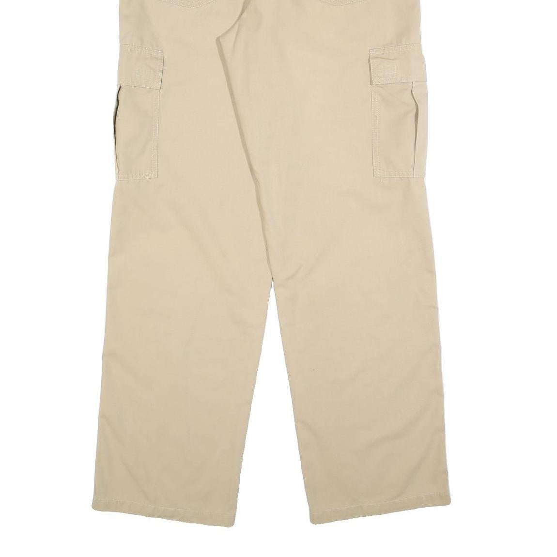 LMV Mens Regular Beige Cotton Blend Cargo Trousers W34 L32 Zip Closure