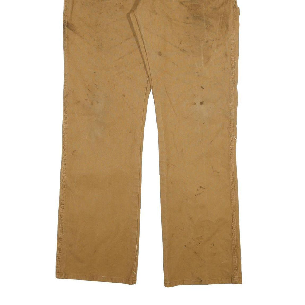 DICKIES Mens Cotton Blend Beige Regular Straight Trousers W36 L33 Workwear Zip