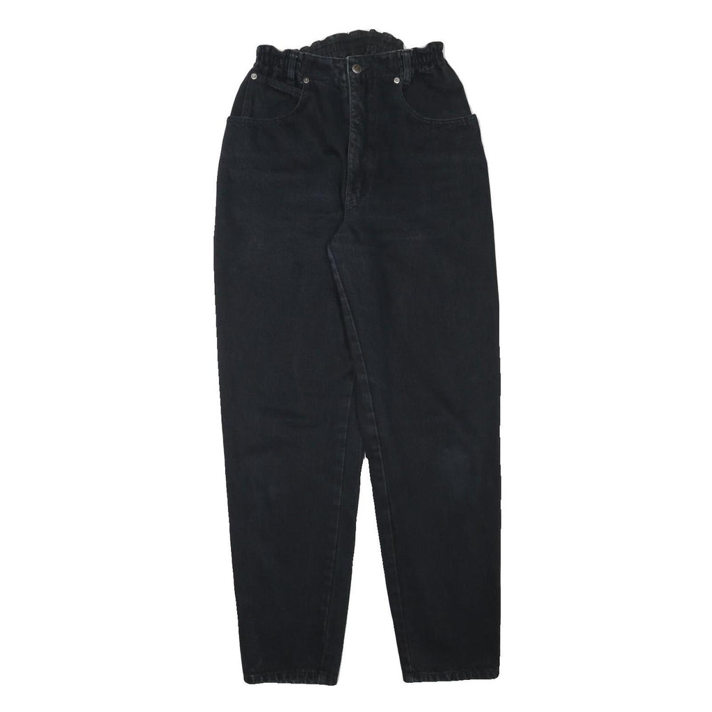 TEDDYS Womens Jeans Black Relaxed Straight Denim W24 L30 Elasticated Waist Zip
