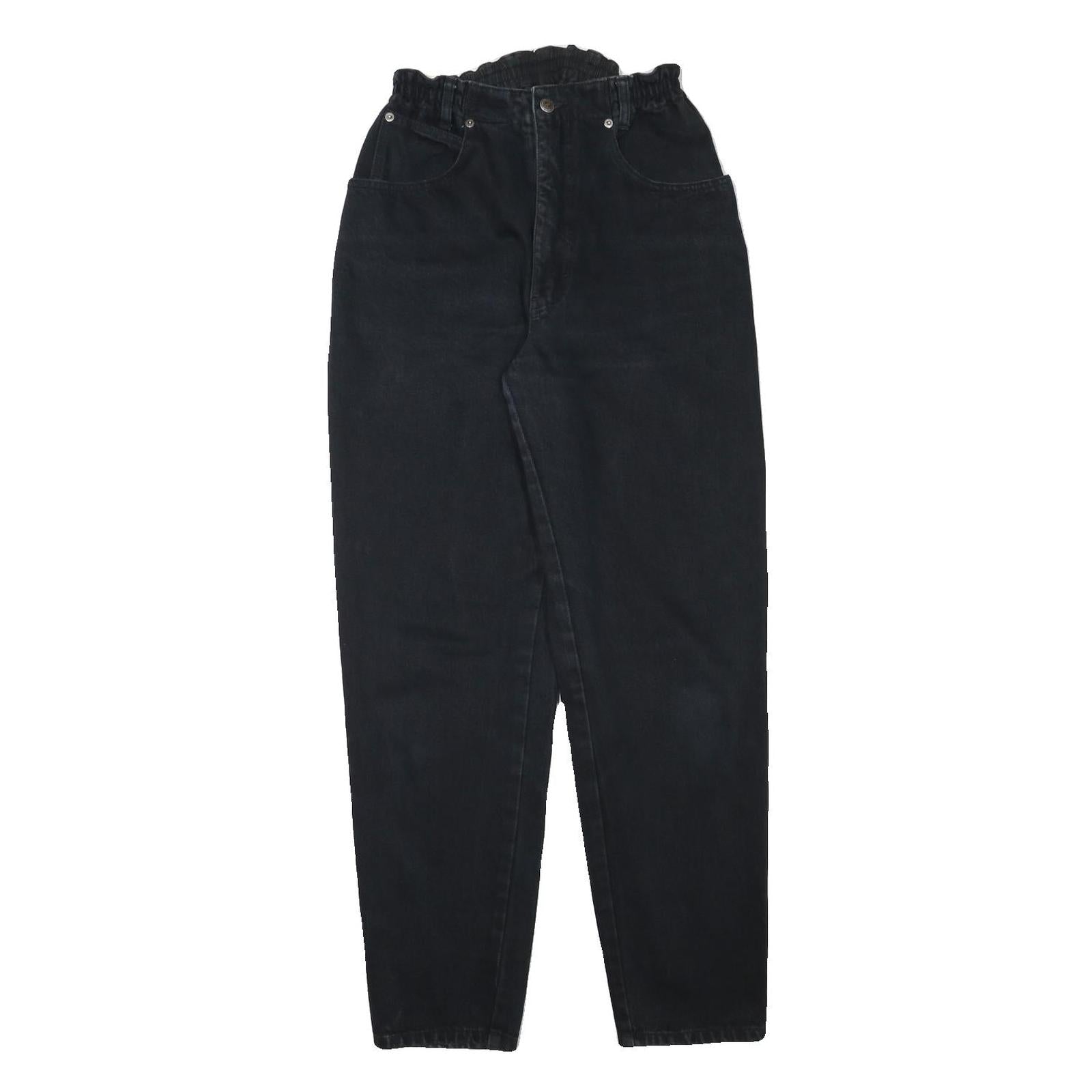 TEDDYS Womens Jeans Black Relaxed Straight Denim W24 L30 Elasticated Waist Zip