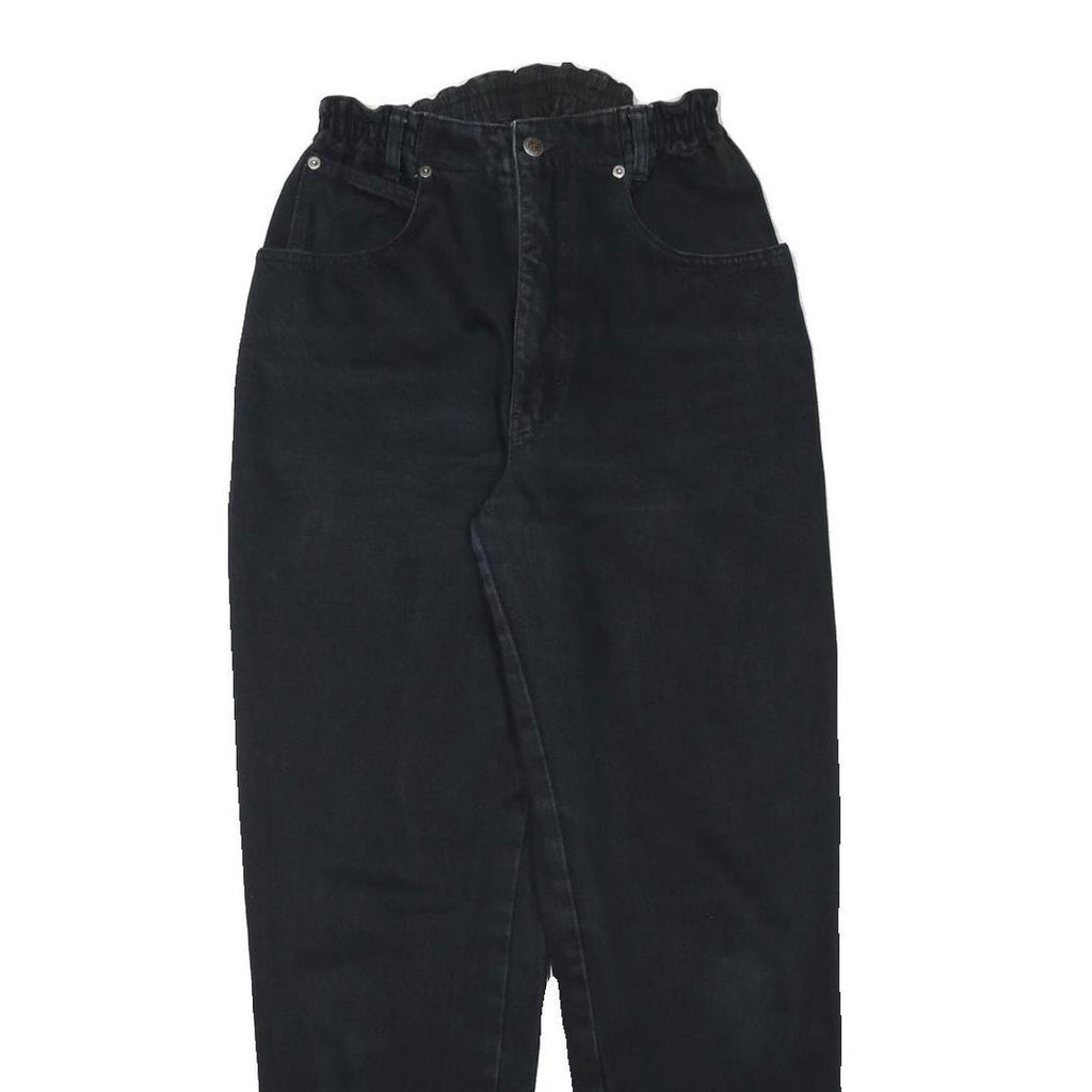TEDDYS Womens Jeans Black Relaxed Straight Denim W24 L30 Elasticated Waist Zip