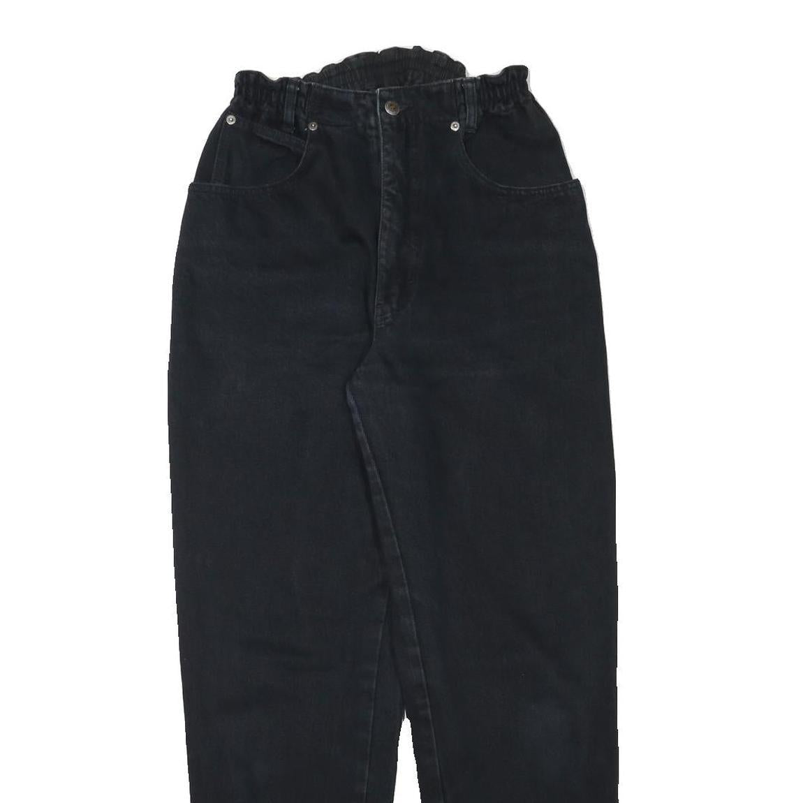 TEDDYS Womens Jeans Black Relaxed Straight Denim W24 L30 Elasticated Waist Zip