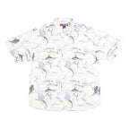 REEL LEGENDS Mens White Fishing Print Cotton Shirt XL Casual Summer Holiday