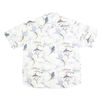 REEL LEGENDS Mens White Fishing Print Cotton Shirt XL Casual Summer Holiday