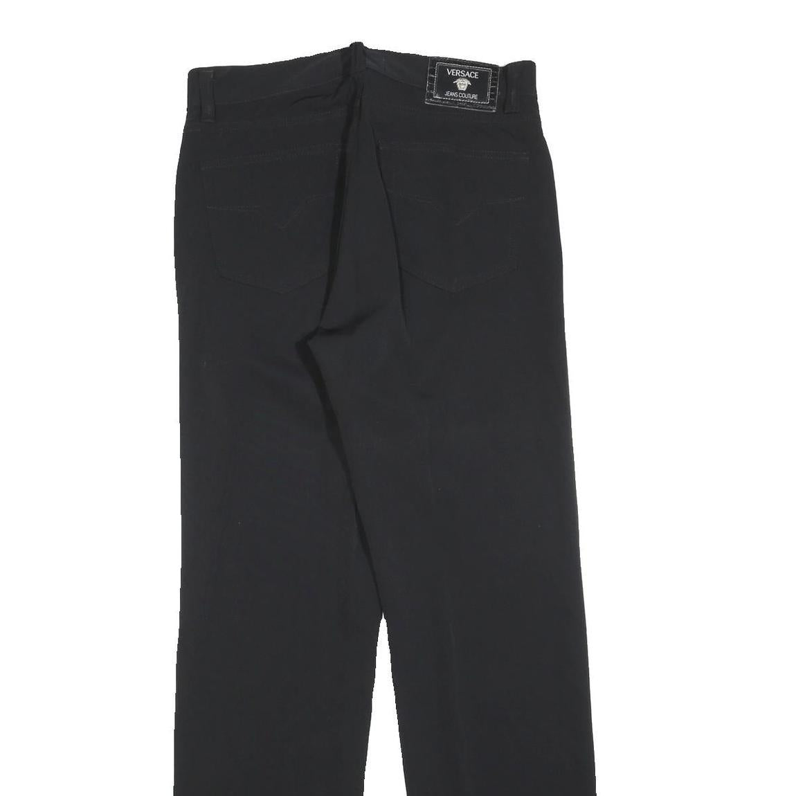 VERSACE JEANS COUTURE Womens Black Regular Fit Straight Trousers W34 L34 Stylish