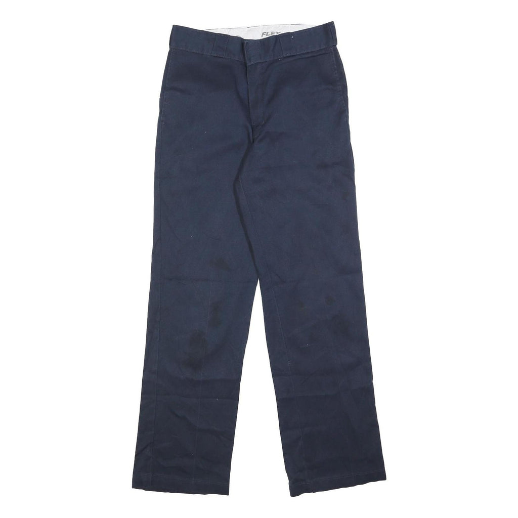 DICKIES Mens Cotton Blend Navy Blue Regular Fit Straight Leg Trousers W30 L32