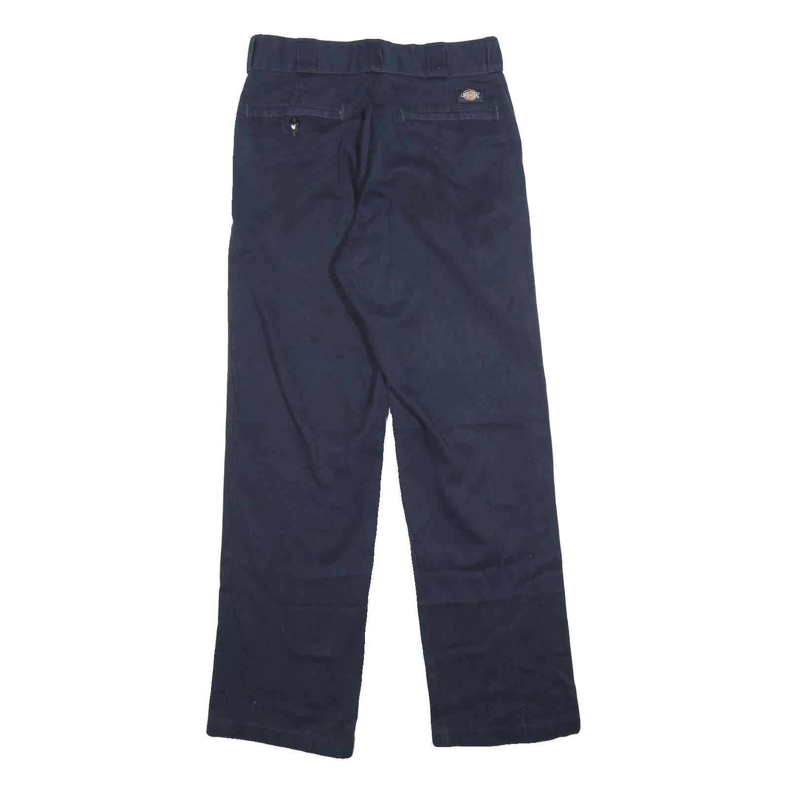 DICKIES Mens Cotton Blend Navy Blue Regular Fit Straight Leg Trousers W30 L32