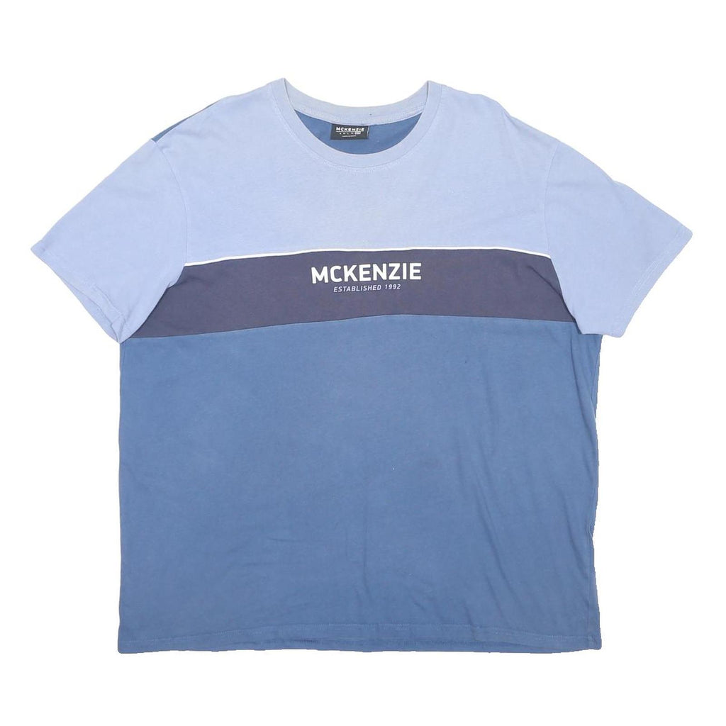 MCKENZIE Mens Blue & Navy Block Logo Graphic T-Shirt 2XL Short Sleeve Crew Neck