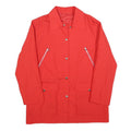 Womens Red Button Jacket M Polyester Blend Plain Functional Pockets