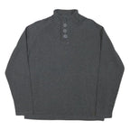 KANGOL Mens Grey Cotton Blend Plain Button Neck Basic Knit Jumper M Casual