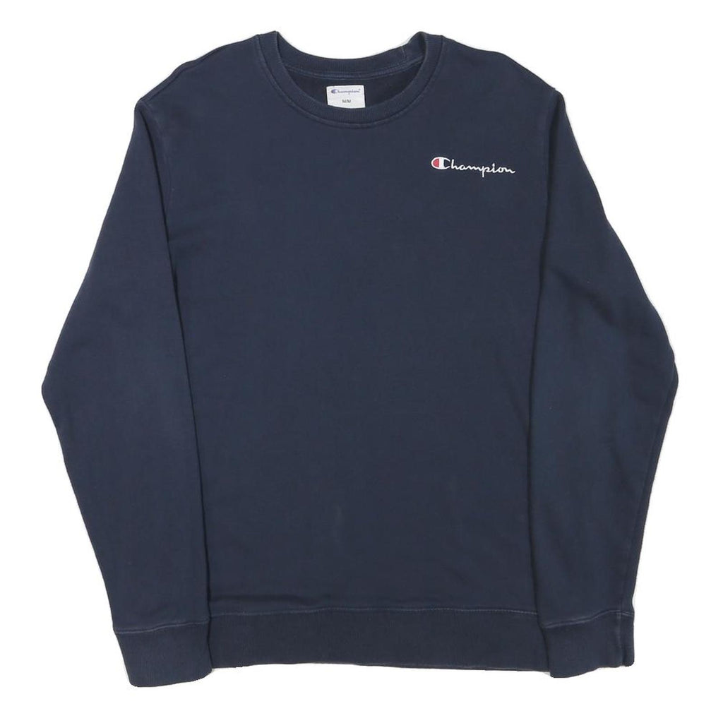 CHAMPION Mens Navy Blue Sweatshirt Crew Neck M Cotton Blend Classic Logo